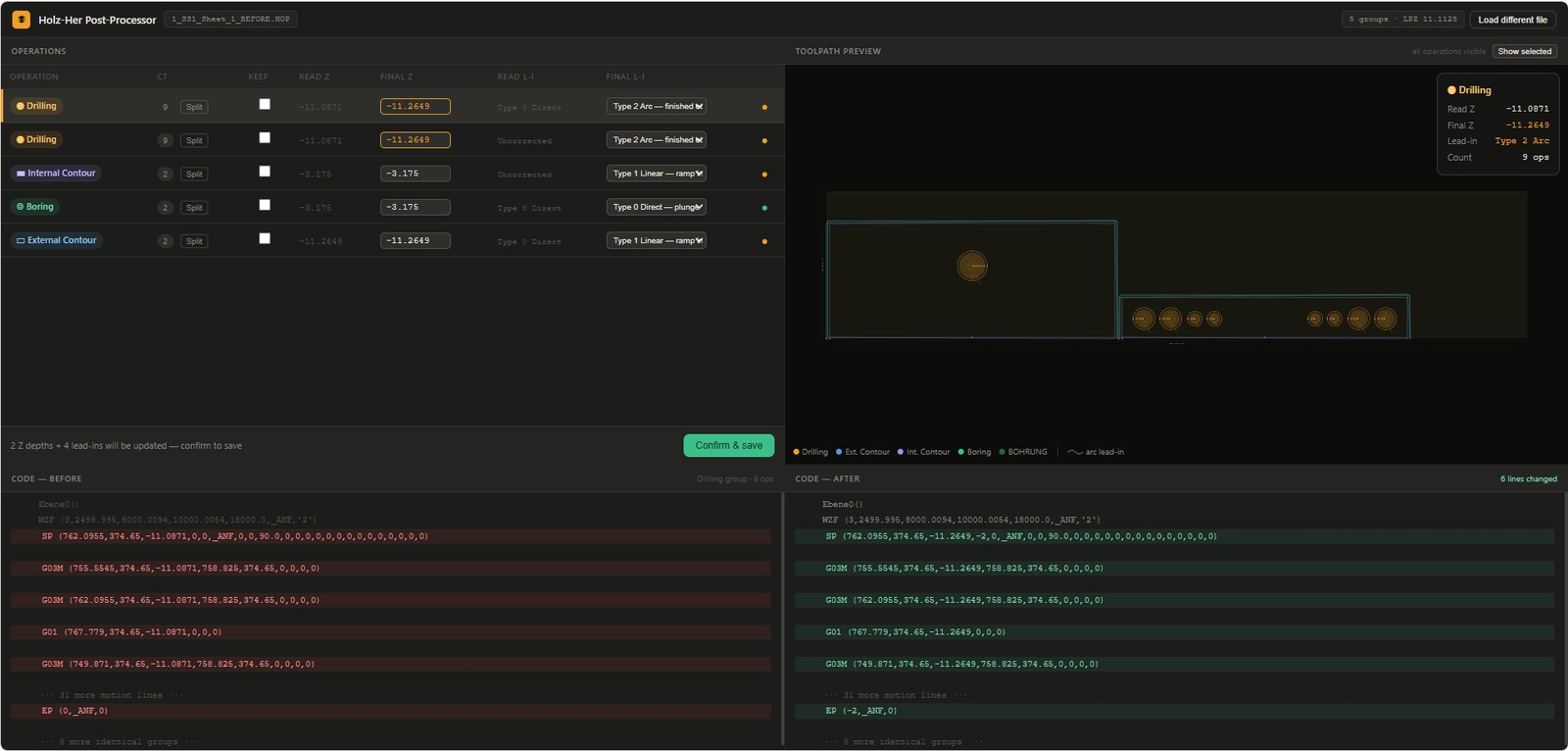 Holz-Her Post-Processor operator interface